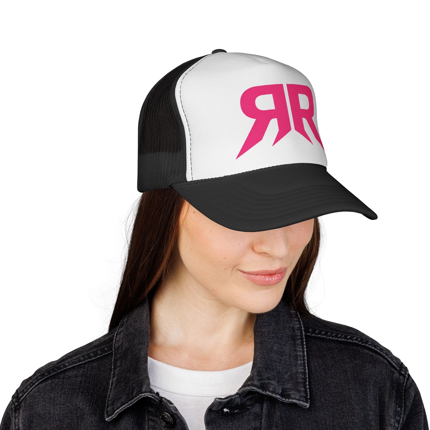 Pink Riot Rack Logo Trucker Cap — Retro Streetwear Mesh Hat