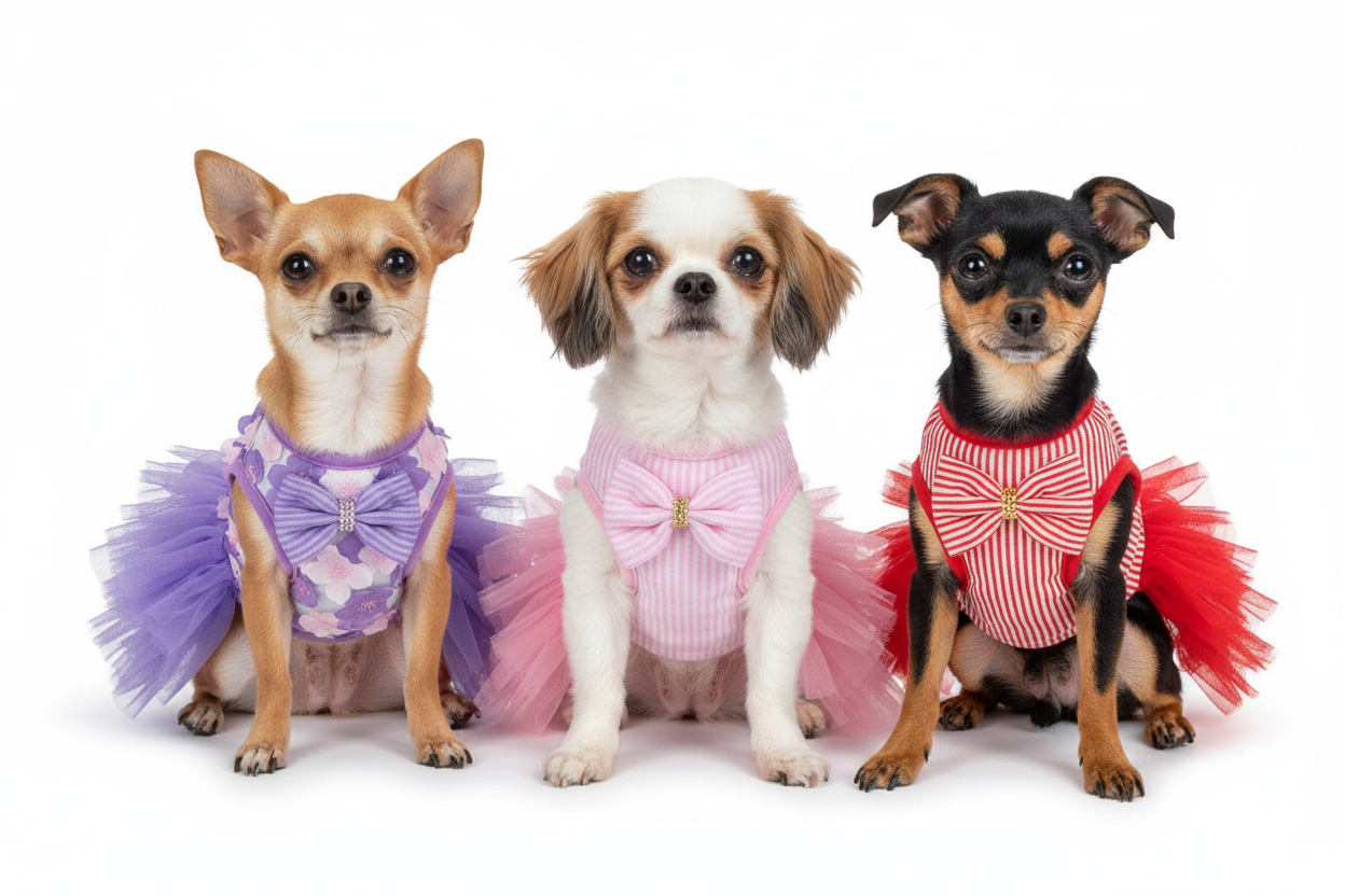 Dog Dress 3-Pack - Small Breed Apparel with Bow Details
