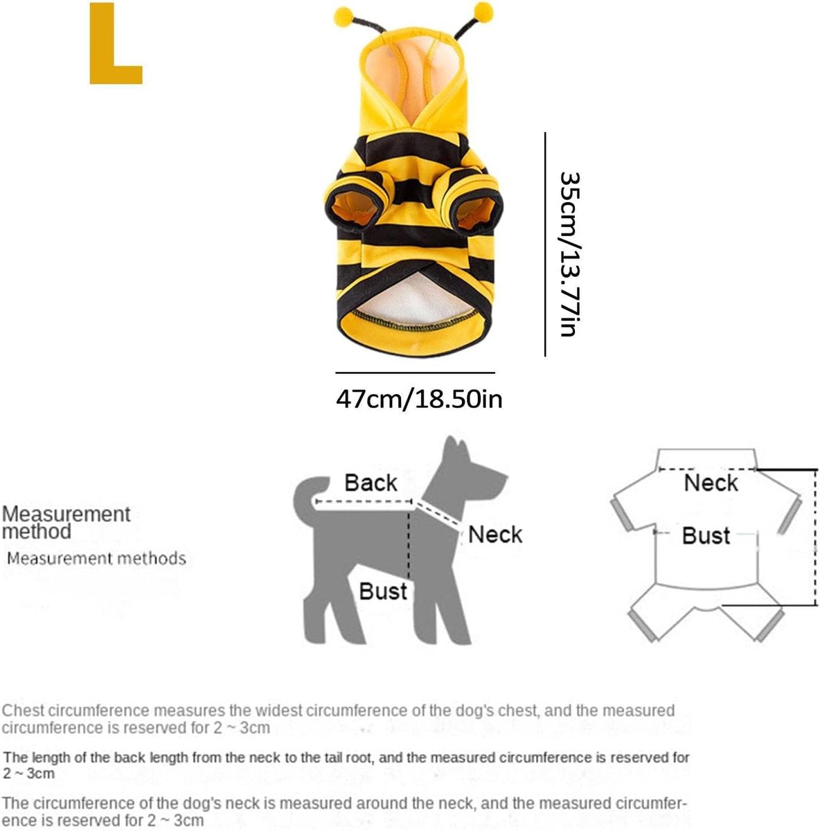 Bee Cat Costume - Small Hooded Set for Dog and Cat - Halloween Pet Costume