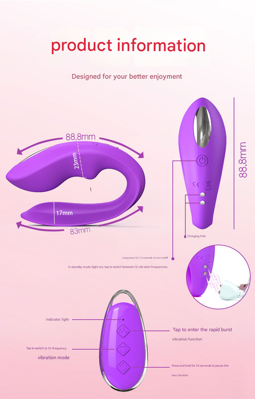 BlissLink U-Shaped Wearable Couple's Vibrator with Remote - 12 Modes for Shared Intimacy & Solo Fun