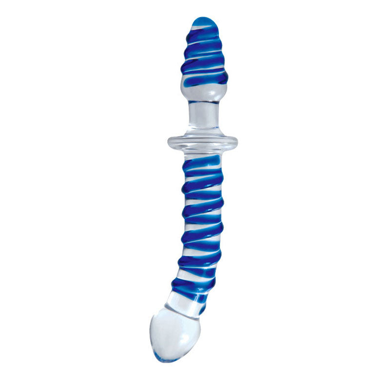Adam & Eve Twisted Love Glass Dildo - Clear/Blue 24 cm (9.5'') Double Ended Glass Dong - 012U 0000