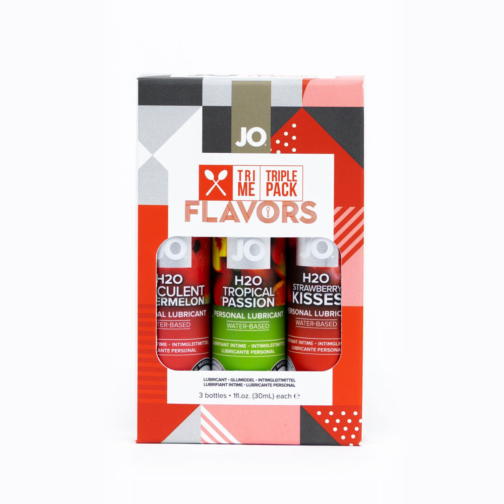JO Tri-Me Triple Pack Flavours Gift Set - Strawberry, Watermelon and Tropic Passion Flavoured Lubes - 3 Pack - 10060