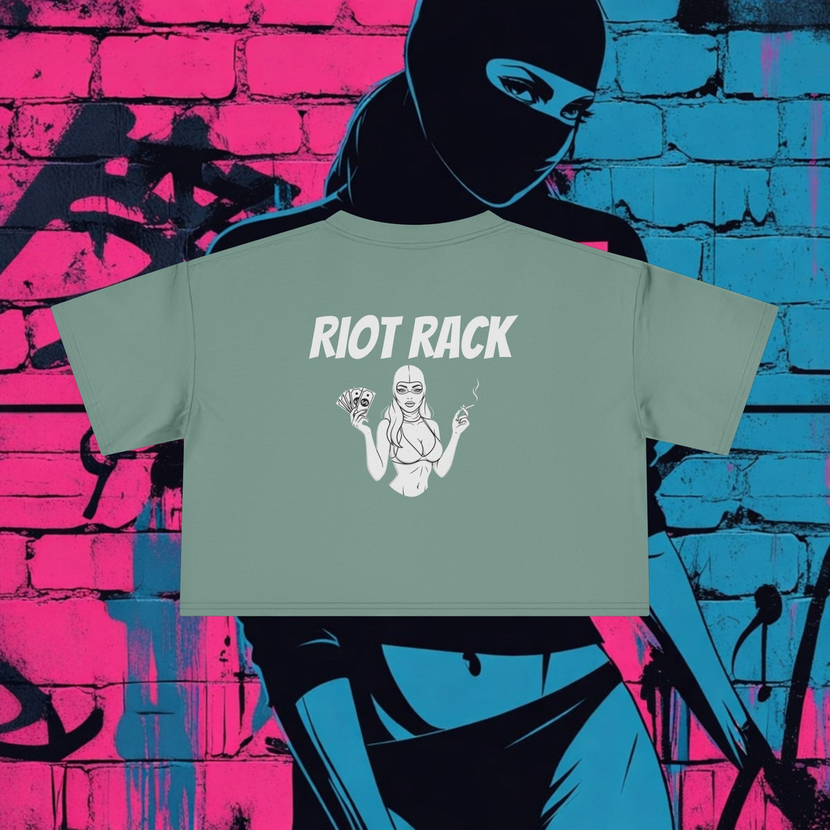 Riot Rack Rebel Crop Tee | Edgy Women’s Cropped T-Shirt | Boxy Streetwear Graphic Top