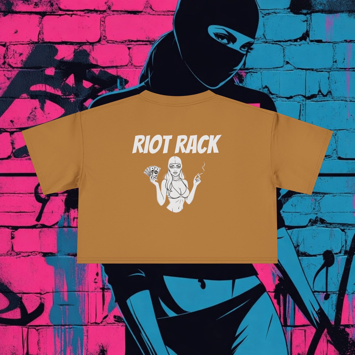 Riot Rack Rebel Crop Tee | Edgy Women’s Cropped T-Shirt | Boxy Streetwear Graphic Top