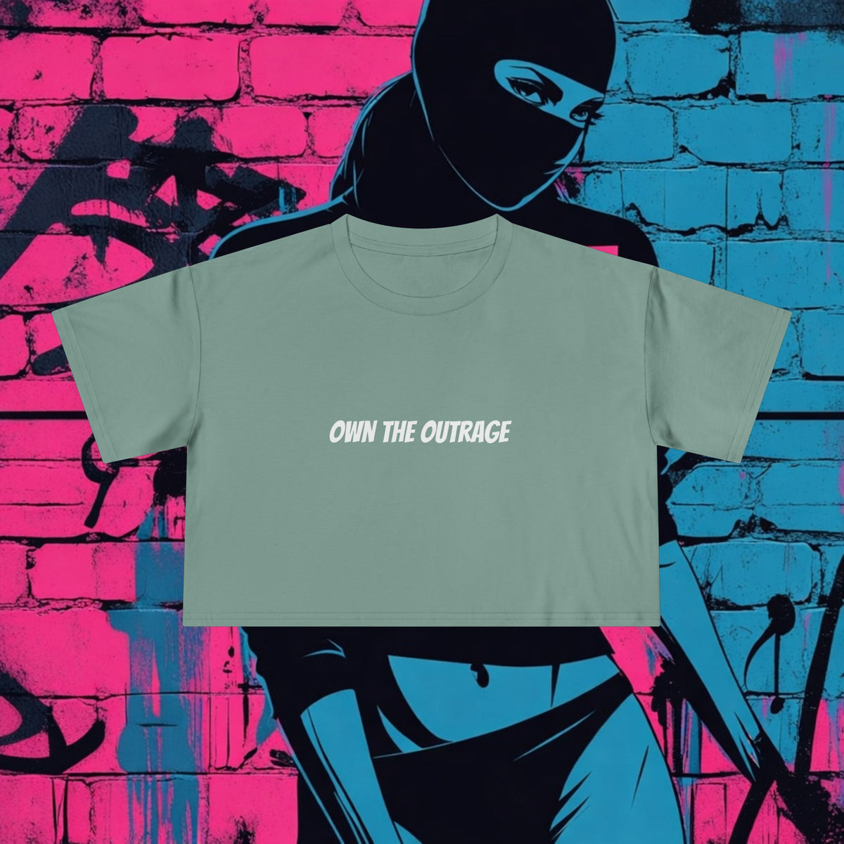 Riot Rack Rebel Crop Tee | Edgy Women’s Cropped T-Shirt | Boxy Streetwear Graphic Top