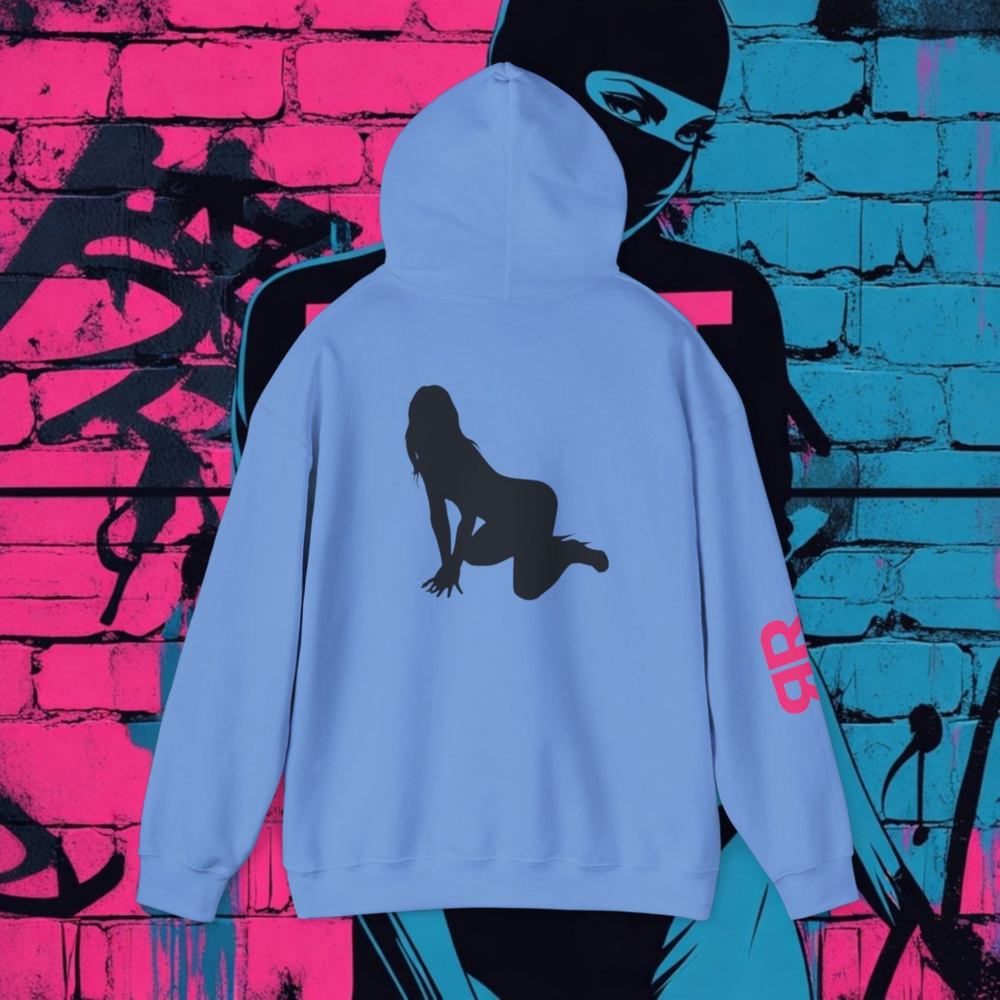 Riot Rack Pin-Up Rebel Hoodie | Bold Graphic Streetwear Hoodie | Vintage Front Print & Silhouette Back