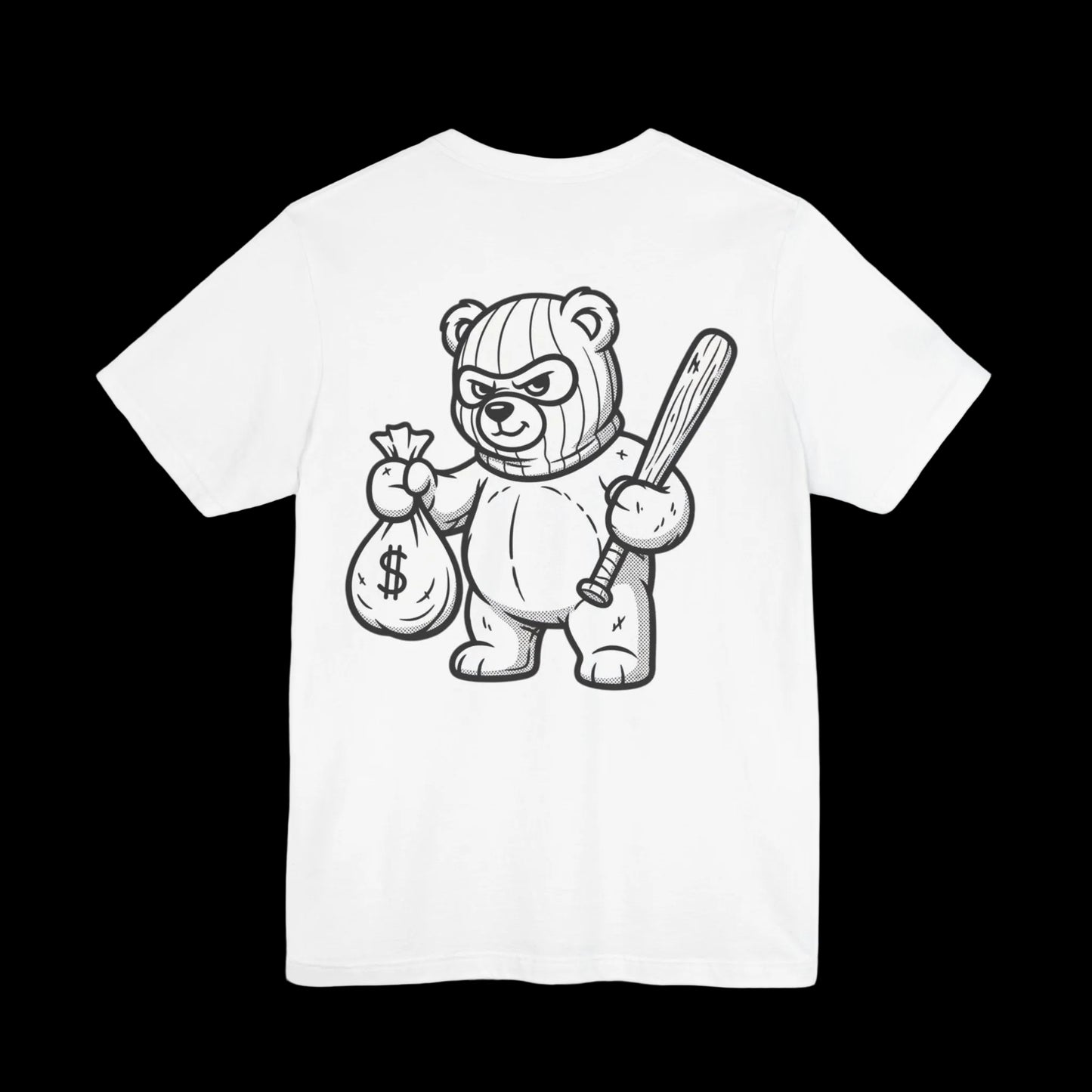 T-Shirt — 'Riot Rack' Teddy Bear Graphic Tee (Front Pocket + Back Crim Teddy Bear)