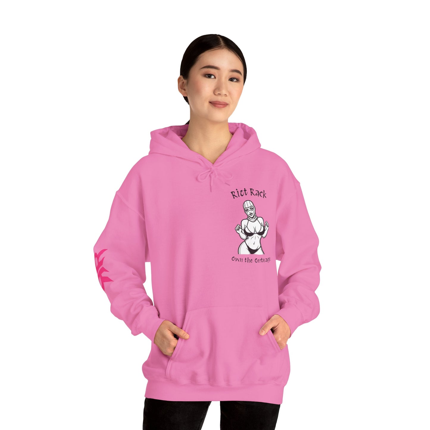 Riot Rack Pin-Up Rebel Hoodie | Bold Graphic Streetwear Hoodie | Vintage Front Print & Silhouette Back