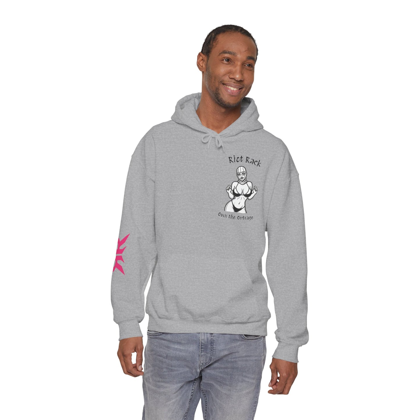 Riot Rack Pin-Up Rebel Hoodie | Bold Graphic Streetwear Hoodie | Vintage Front Print & Silhouette Back