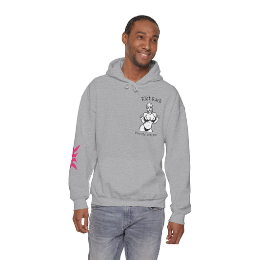 Riot Rack Pin-Up Rebel Hoodie | Bold Graphic Streetwear Hoodie | Vintage Front Print & Silhouette Back