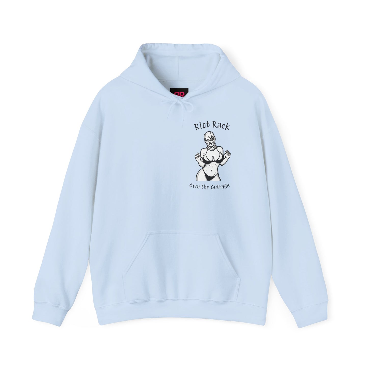 Hoodie - 'Riot Rack: Graphic Hoodie with Pin-Up Silhouette