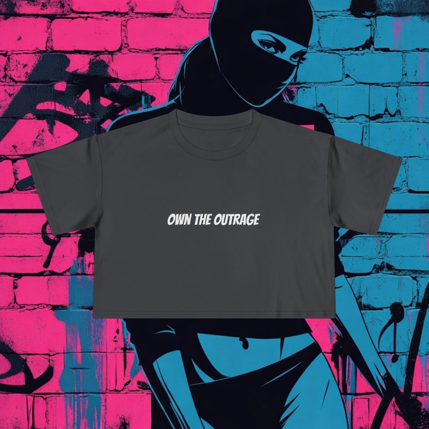 Riot Rack Rebel Crop Tee | Edgy Women’s Cropped T-Shirt | Boxy Streetwear Graphic Top