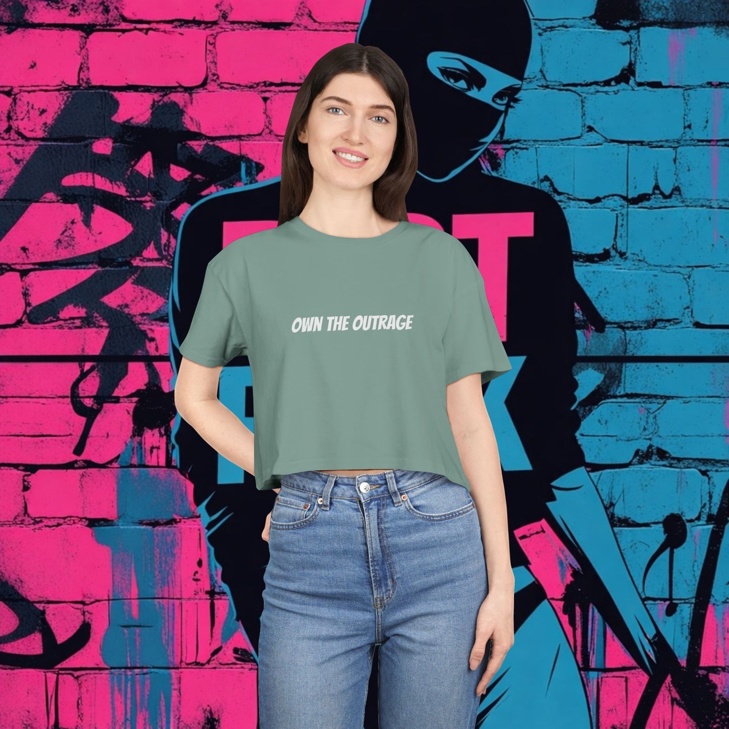 Riot Rack Rebel Crop Tee | Edgy Women’s Cropped T-Shirt | Boxy Streetwear Graphic Top