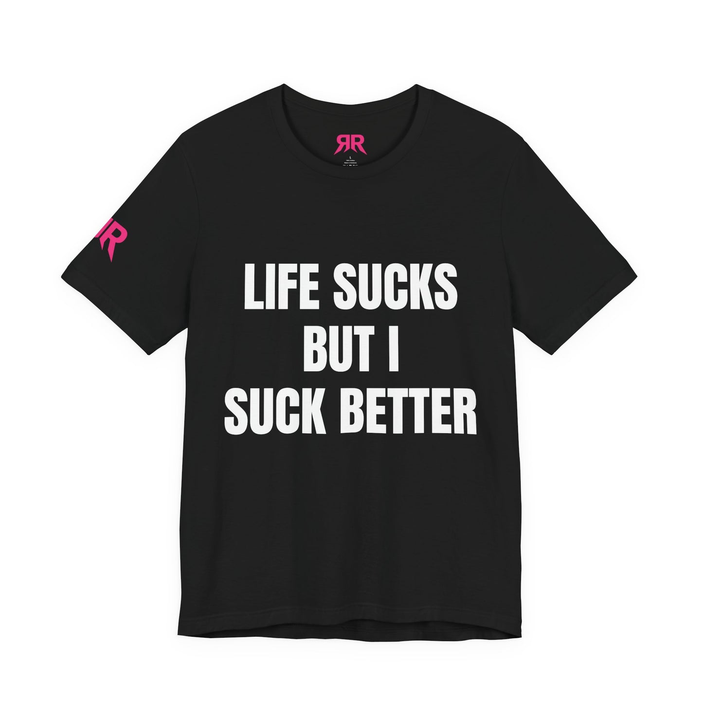 “Life Sucks” Graphic Tee – Dark Humor Statement Shirt (Black/White, XS–5XL)