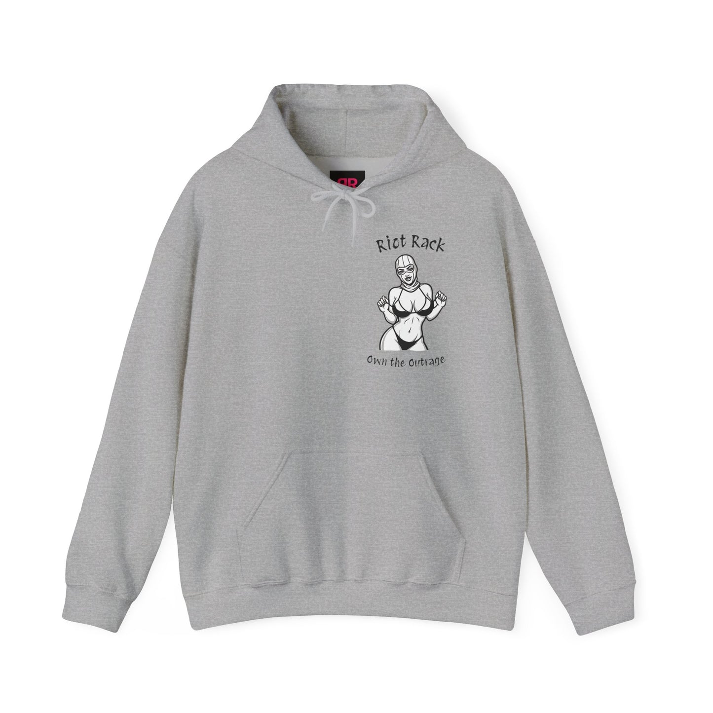 Hoodie - 'Riot Rack: Graphic Hoodie with Pin-Up Silhouette