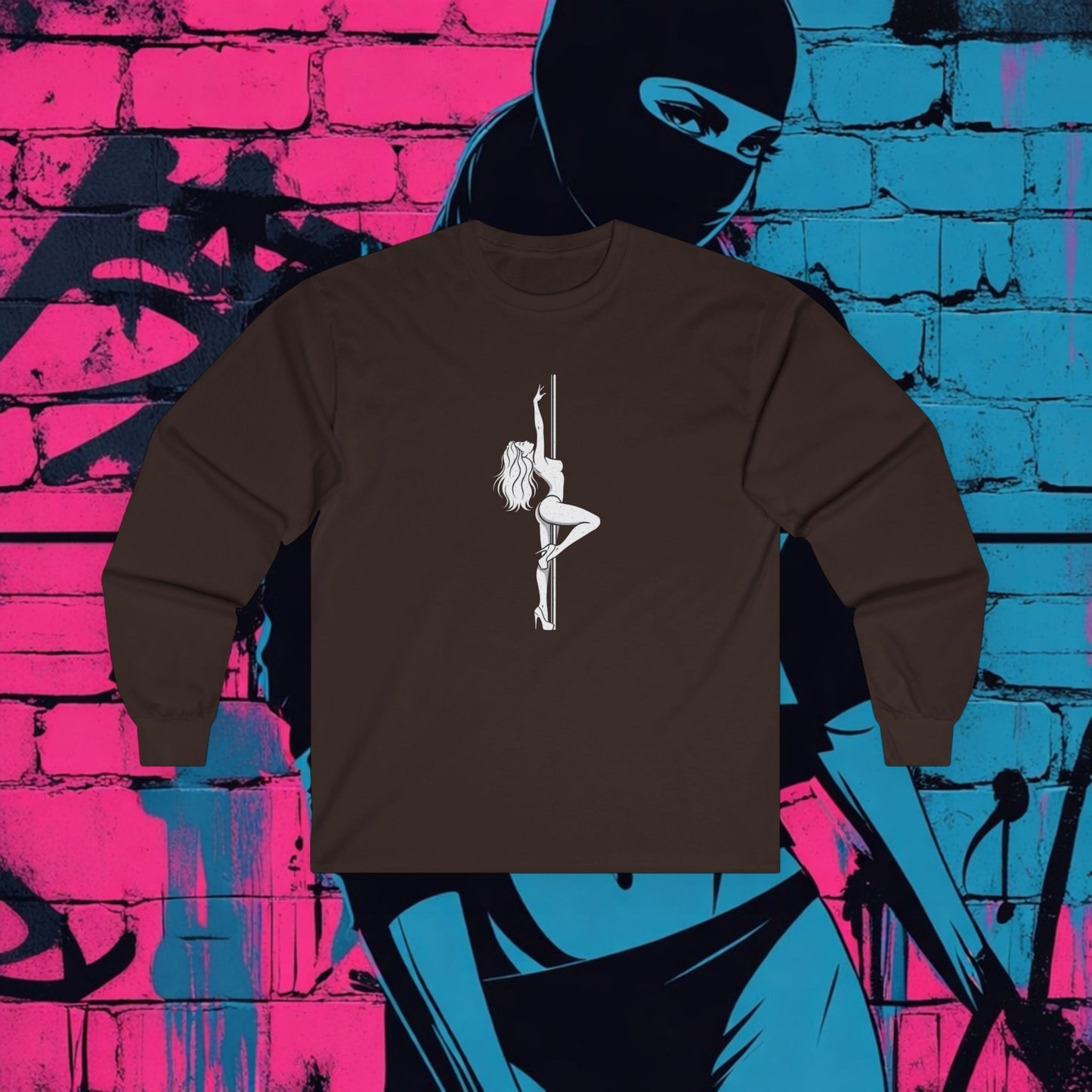Pole Dancer Long Sleeve Tee — "Riot Rack: Own The Outrage" Graphic