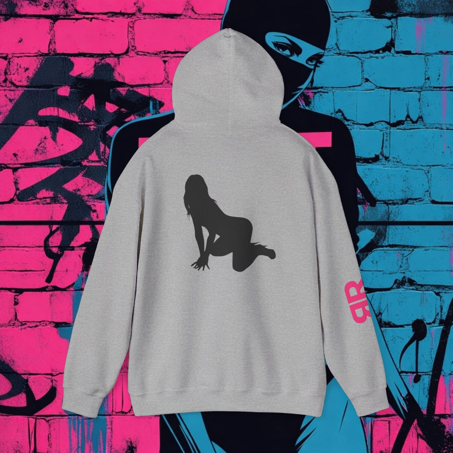 Riot Rack Pin-Up Rebel Hoodie | Bold Graphic Streetwear Hoodie | Vintage Front Print & Silhouette Back