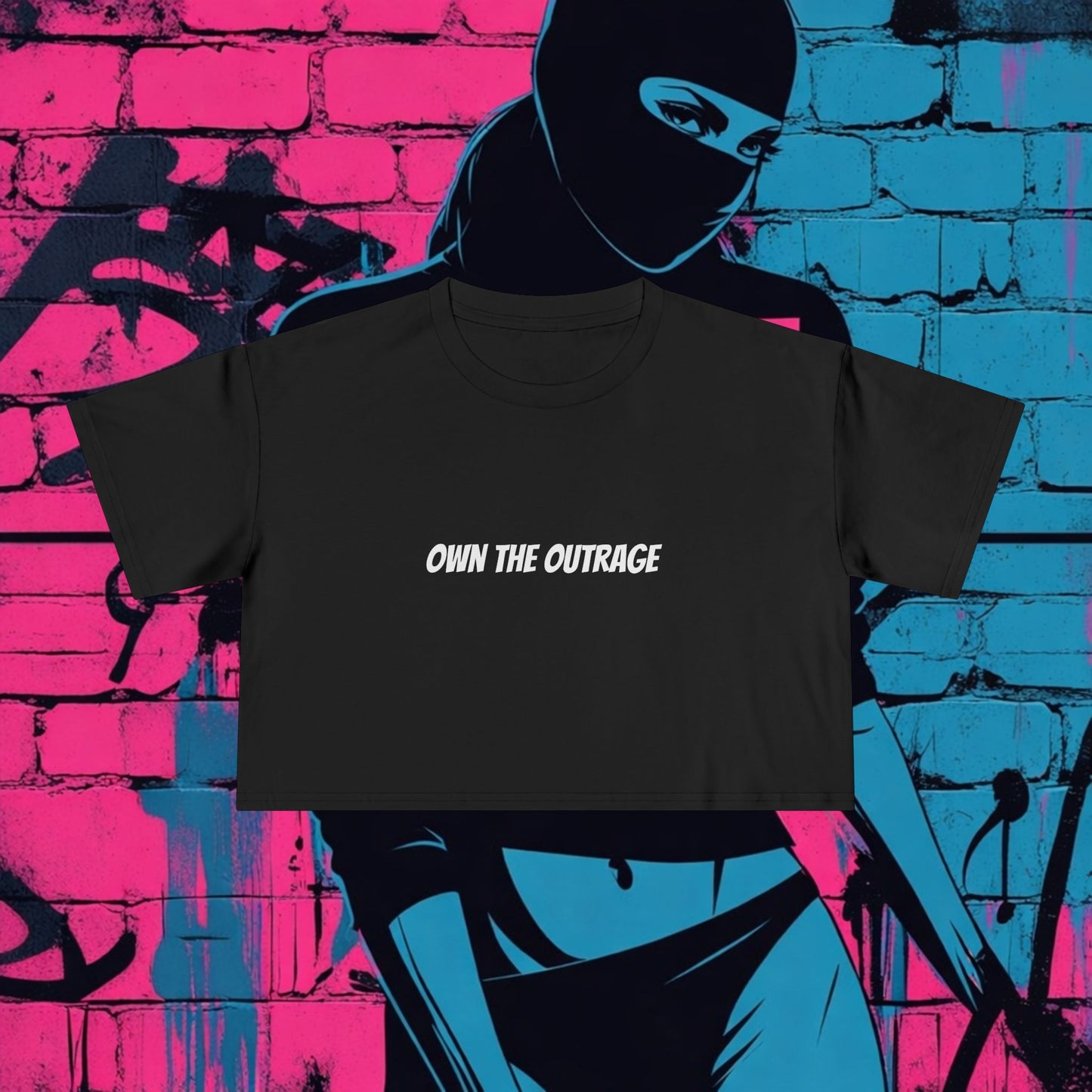 Riot Rack Rebel Crop Tee | Edgy Women’s Cropped T-Shirt | Boxy Streetwear Graphic Top