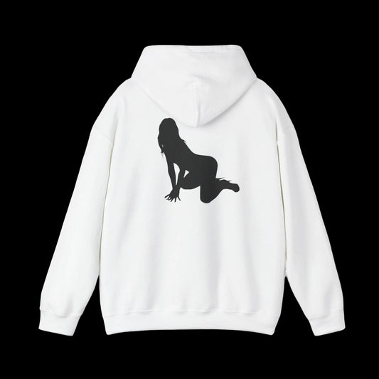 Hoodie - 'Riot Rack: Graphic Hoodie with Pin-Up Silhouette