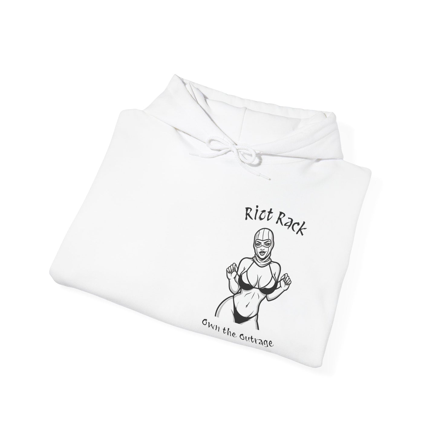 Hoodie - 'Riot Rack: Graphic Hoodie with Pin-Up Silhouette