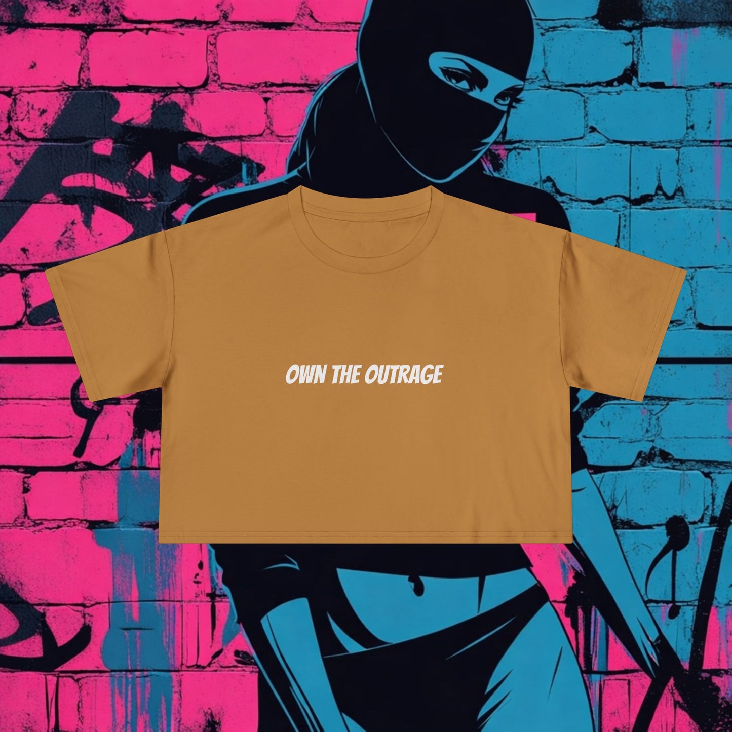 Riot Rack Rebel Crop Tee | Edgy Women’s Cropped T-Shirt | Boxy Streetwear Graphic Top