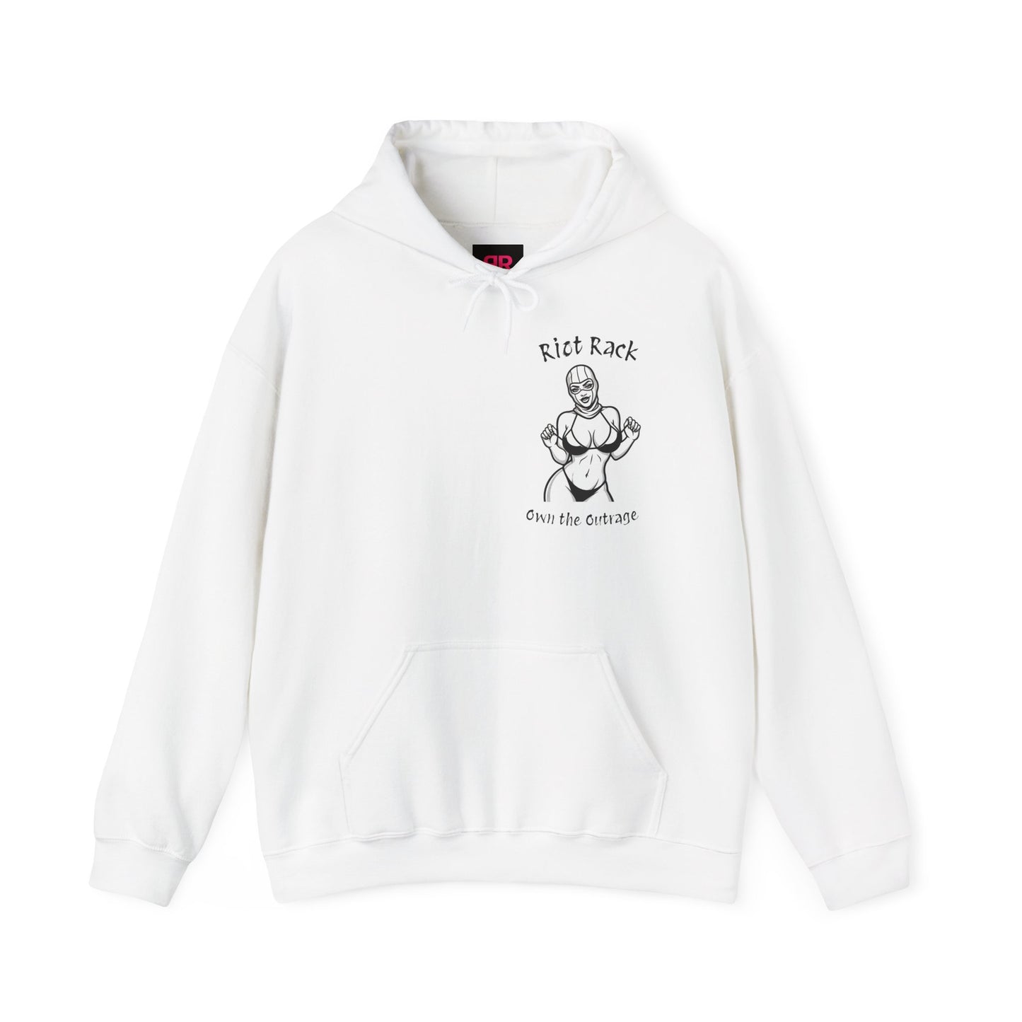 Hoodie - 'Riot Rack: Graphic Hoodie with Pin-Up Silhouette