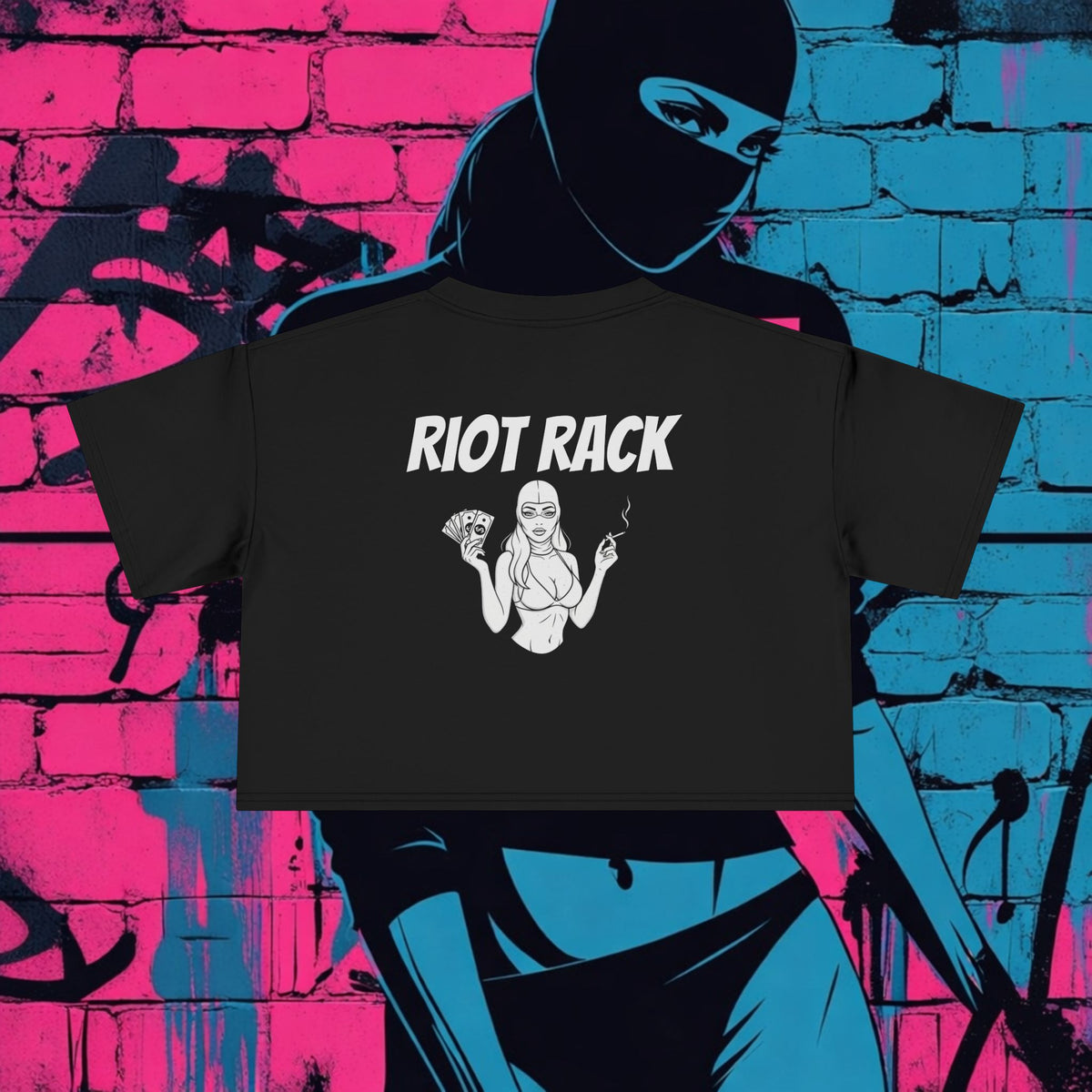 Riot Rack Rebel Crop Tee | Edgy Women’s Cropped T-Shirt | Boxy Streetwear Graphic Top