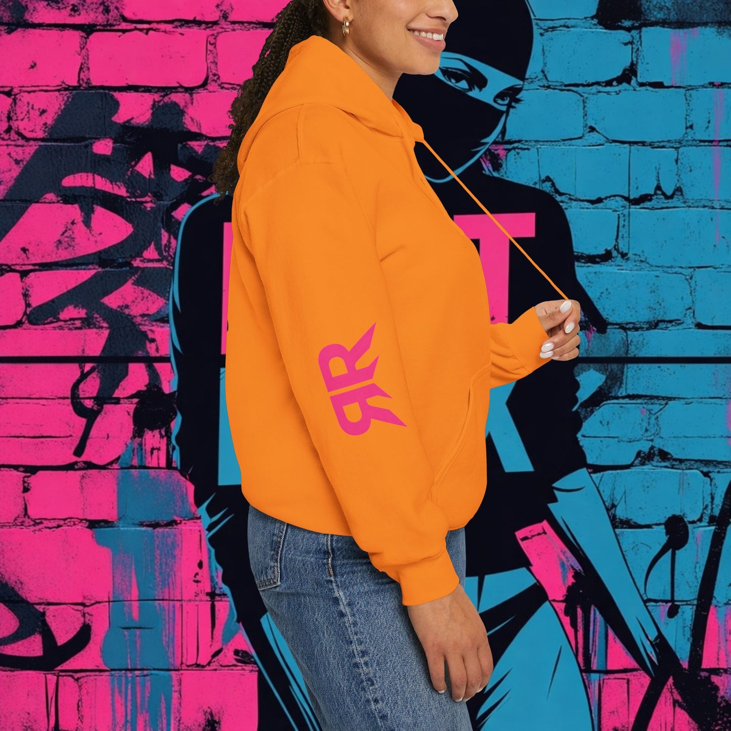 Riot Rack Pin-Up Rebel Hoodie | Bold Graphic Streetwear Hoodie | Vintage Front Print & Silhouette Back
