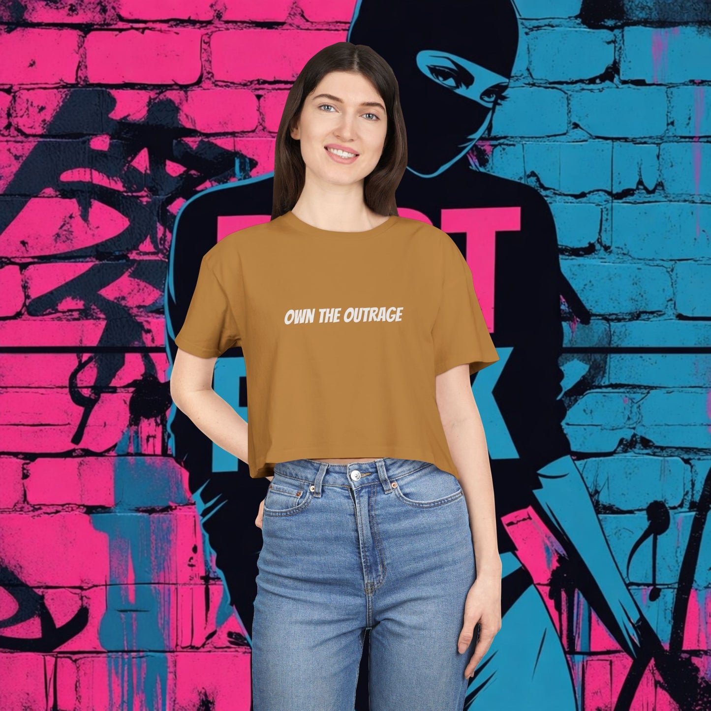 Riot Rack Rebel Crop Tee | Edgy Women’s Cropped T-Shirt | Boxy Streetwear Graphic Top
