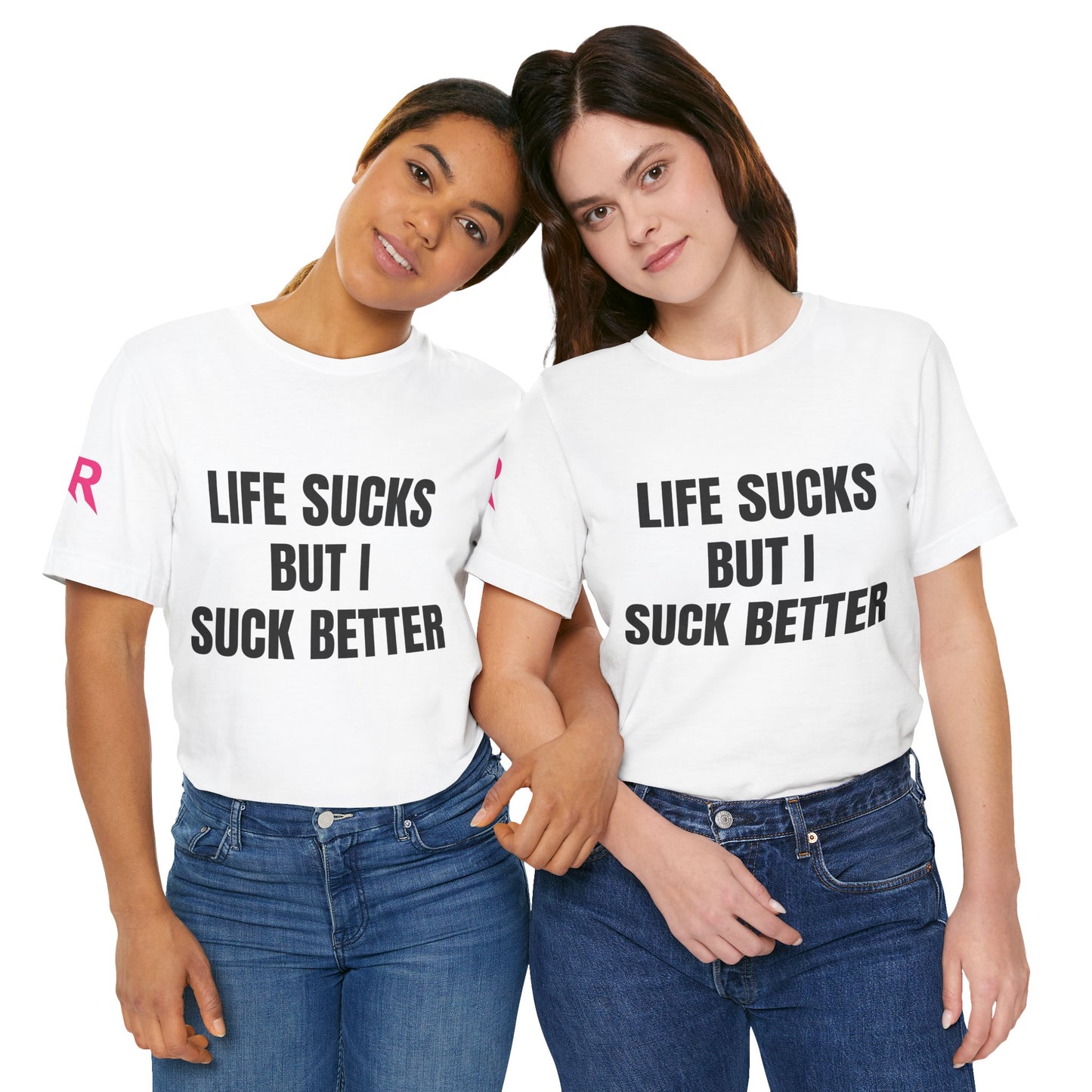 Life Sucks” Graphic Tee – Dark Humor Statement Shirt (Black/White, XS–4XL)