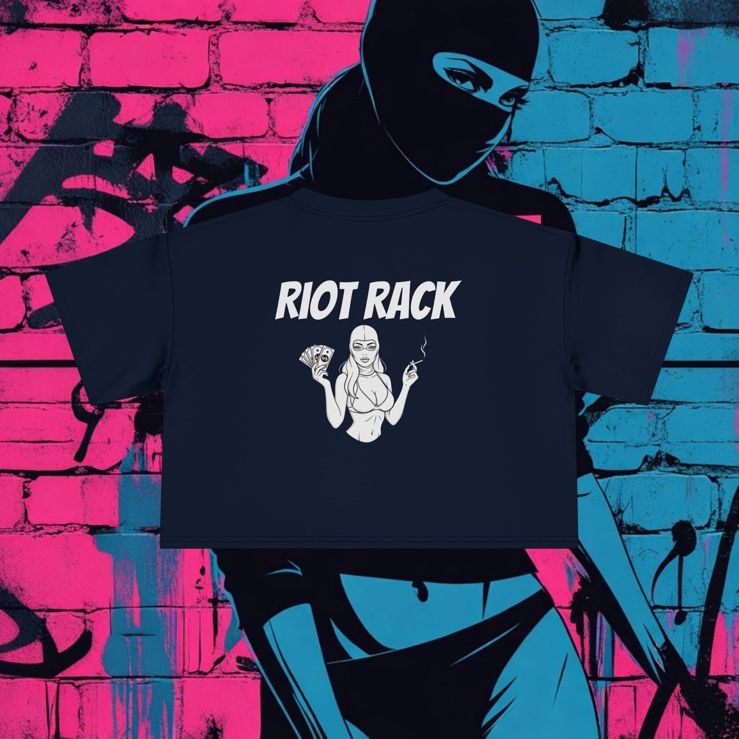 Riot Rack Rebel Crop Tee | Edgy Women’s Cropped T-Shirt | Boxy Streetwear Graphic Top
