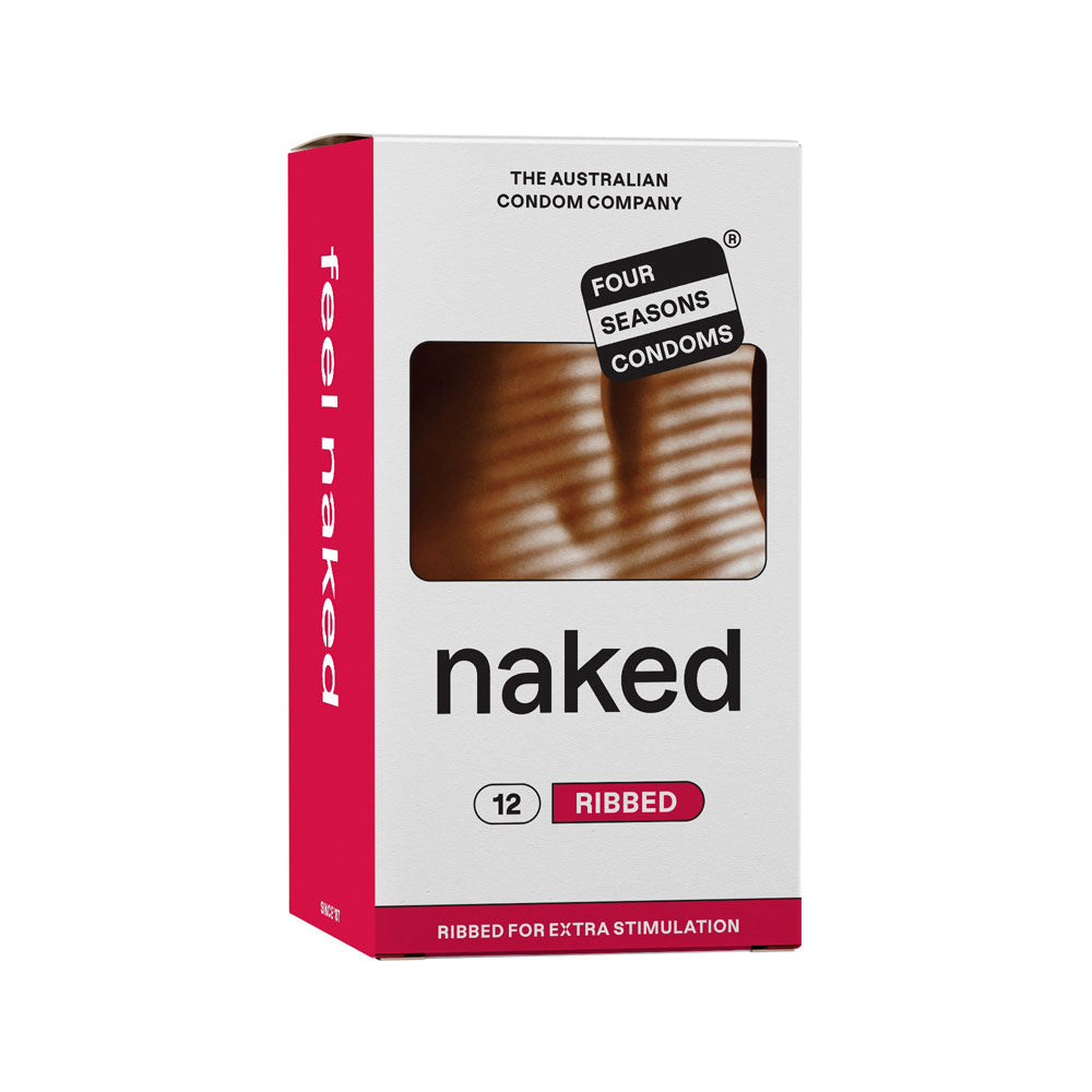 Four Seasons Naked Ribbed - Ultra Thin Ribbed & Lubed Condoms - 12 Pack - FOR024