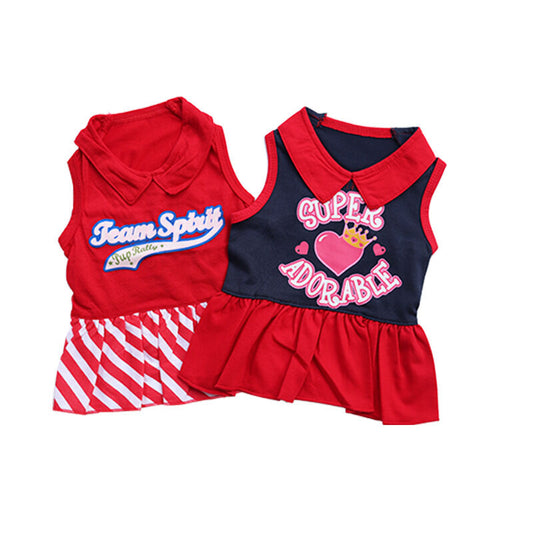 2-Piece Dog Summer Dress Set | Team Spirit & Super Adorable | Peter Pan Collar