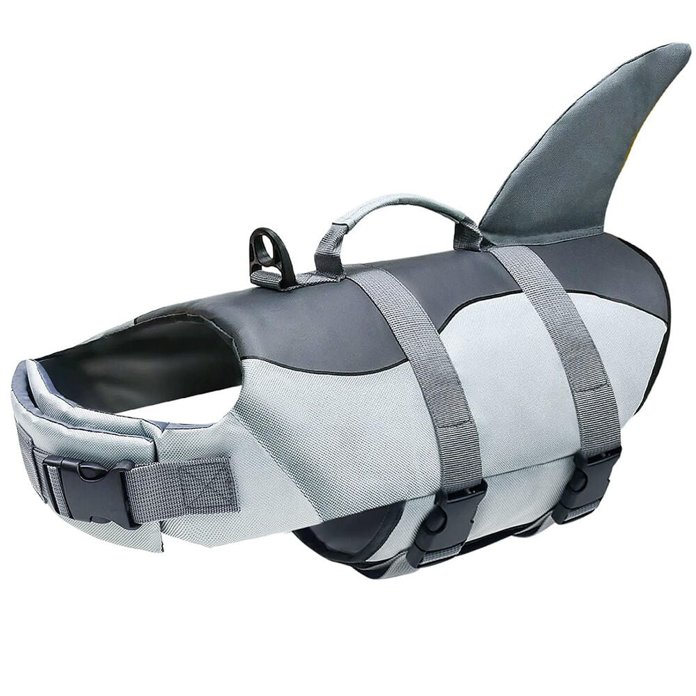 Pet products Dog Life Jacket, Cute Shark Dog Life Vest for Swimming Boating with Superior Buoyancy and Rescue Handle, Adjustable Puppy Floating Swim Vest for Small Medium Large Dogs(L)