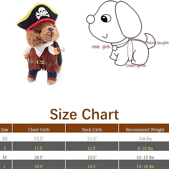 Pirate Dog Costume with Hat – Premium Pet Apparel