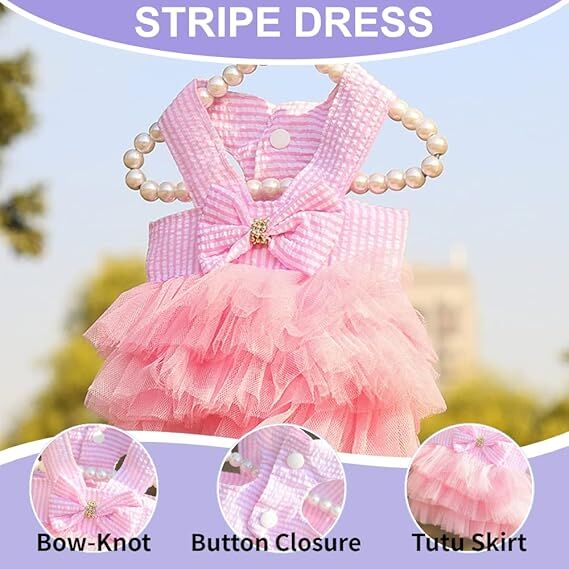 Dog Dress 3-Pack - Small Breed Apparel with Bow Details
