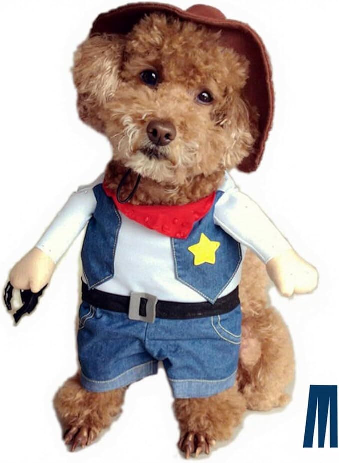 Dog Cowboy Costume – Western Sheriff Outfit with Hat & Denim Vest