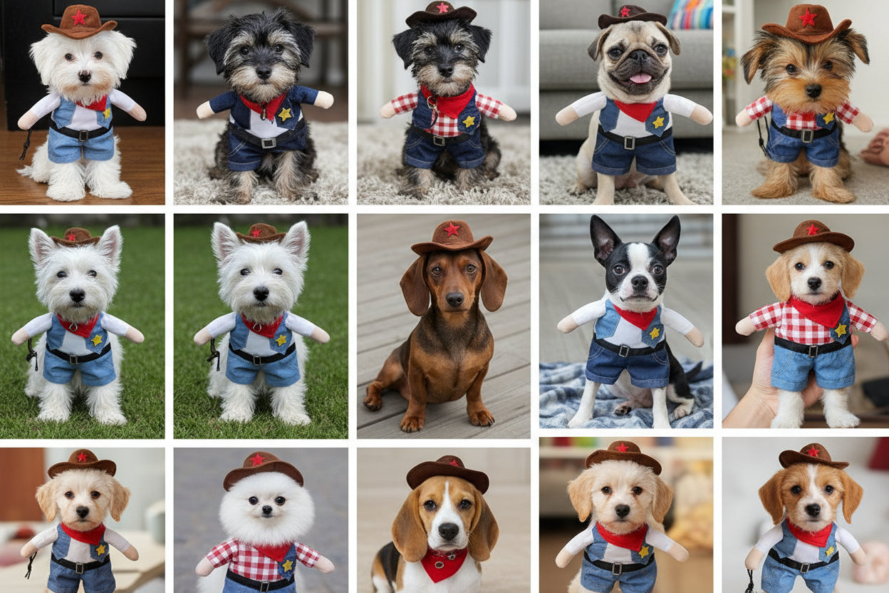Dog Cowboy Costume – Western Sheriff Outfit with Hat & Denim Vest