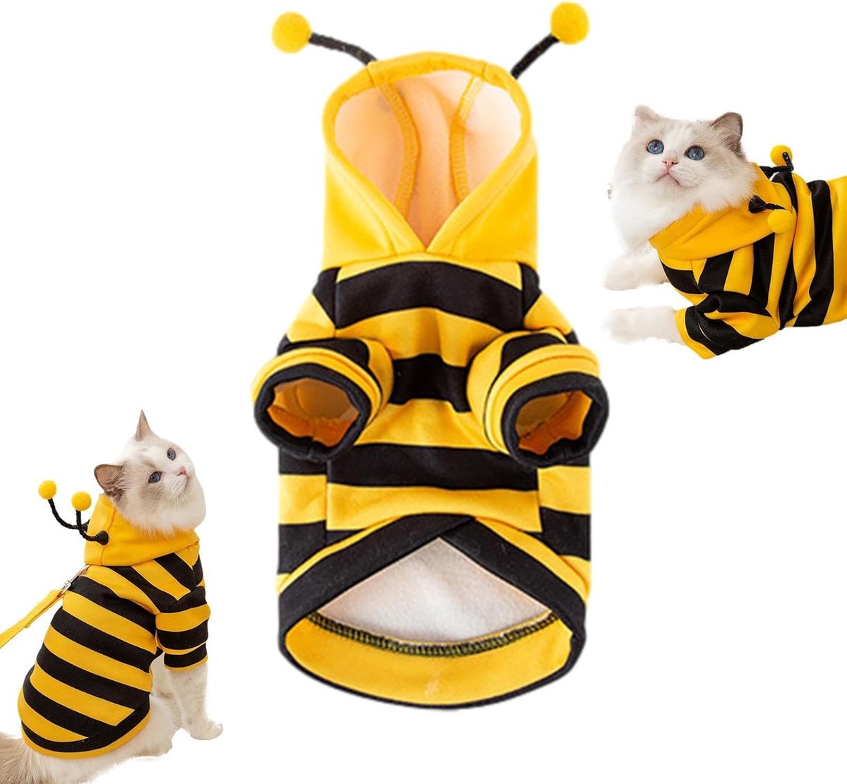 Bee Cat Costume - Small Hooded Set for Dog and Cat - Halloween Pet Costume