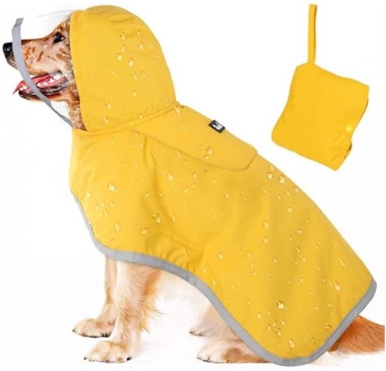 Adjustable Dog Raincoat - Transparent Hood with Reflective Stripes & Storage Compartment