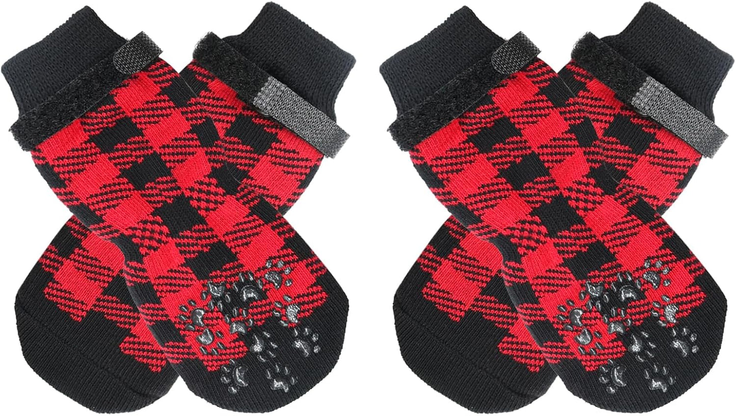 Dog Socks Size L Red Anti Slip Pet Paw Protectors for Dogs