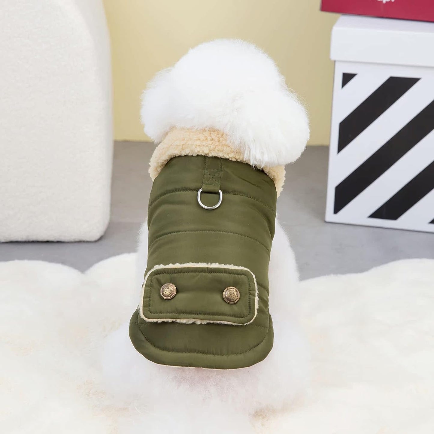 XL Military Green Winter Dog Coat Warm Pet Jacket for Cold Weather