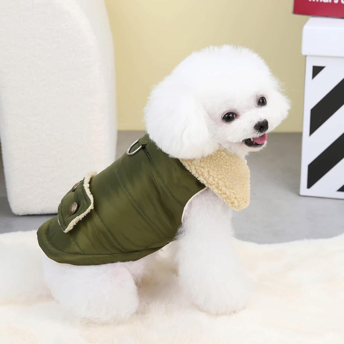 XL Military Green Winter Dog Coat Warm Pet Jacket for Cold Weather