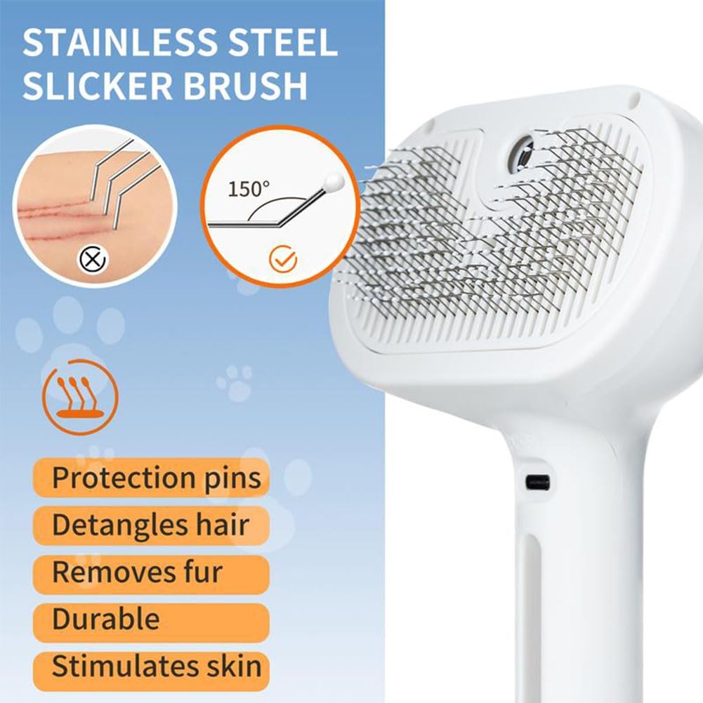 Kivori Pet Grooming Brush, Kivori All in One Pet Grooming Brush, 3-in-1 Pet Water Steam Spray Grooming Comb for Cats and Dogs (2pcs-a)
