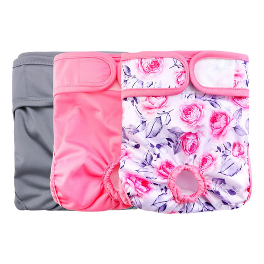 Reusable Dog Diapers 3-Pack | Washable Nappies for Female Dogs