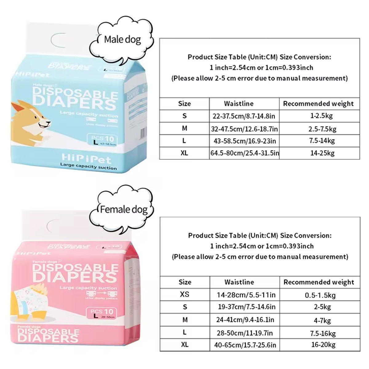 Dog Nappies – Disposable Hygiene Pants for Female Dogs | XS–L