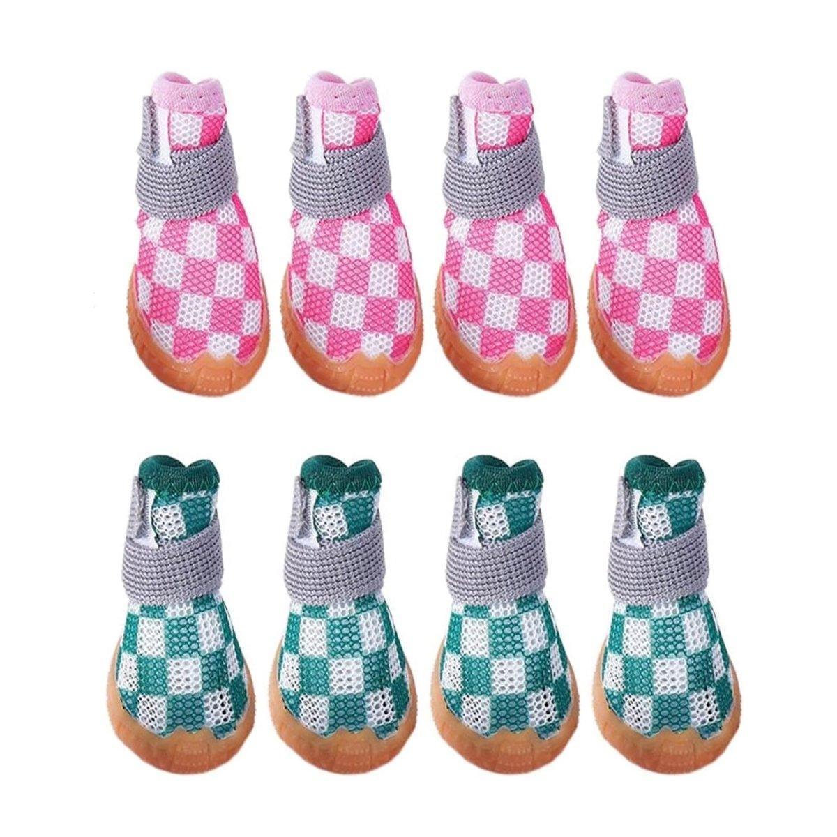 4pcs Breathable Mesh Dog Shoes Small Pets Puppy Paw Protection Summer Boots - Green-4