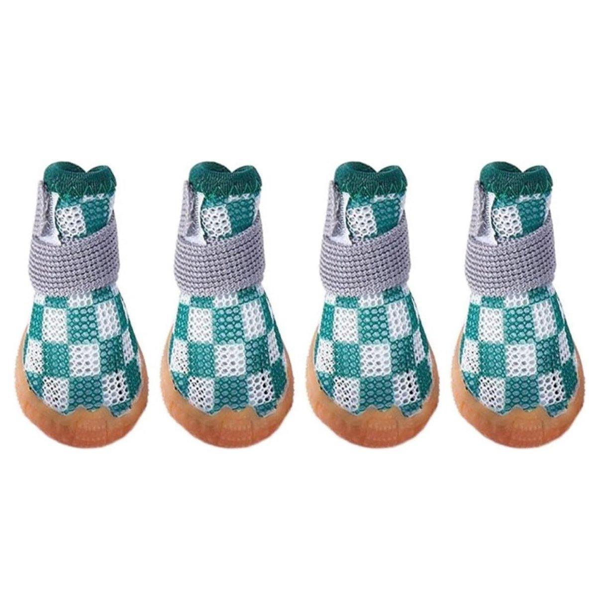 4pcs Breathable Mesh Dog Shoes Small Pets Puppy Paw Protection Summer Boots - Pink-2
