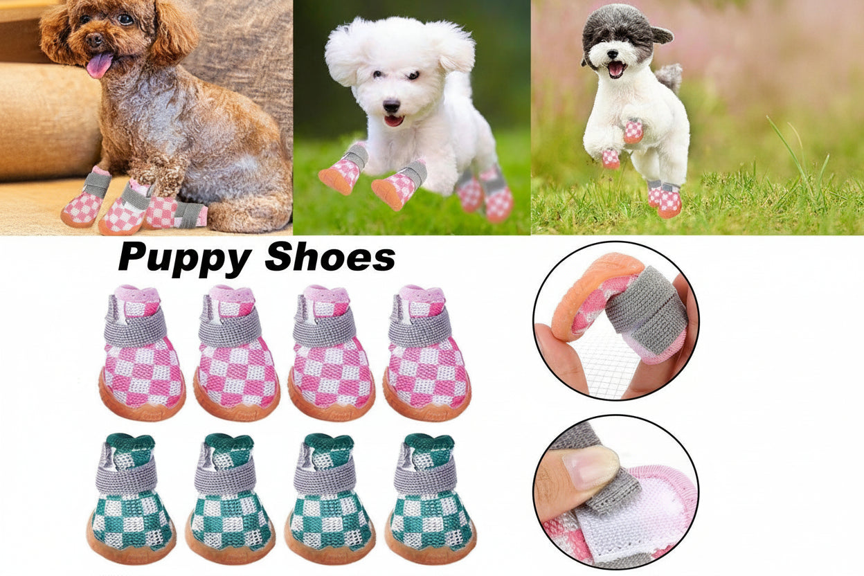 4pcs Breathable Mesh Dog Shoes Small Pets Puppy Paw Protection Summer Boots