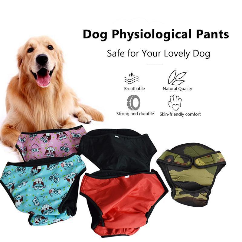 Washable Female Pet Dog Cat Nappy Diaper Physiological Pants Panties Underwear Red - XL